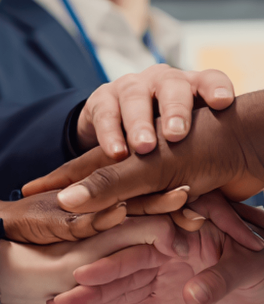 Hands in the middle of a meeting